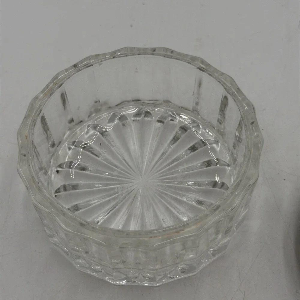 Vintage Vanity Powder Dresser Jar Round Glass Silver Plated Jewelry Trinket Box